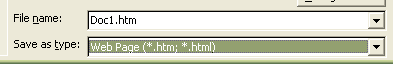 File type HTML has been selected